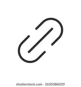 Angled chain link, linear icon. Connection or hyperlink indicator. Line with editable stroke.