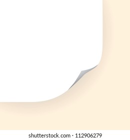 Angled corner of the sheet of white paper. Vector illustration.