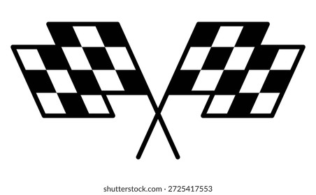 Banderas de carreras a cuadros cruzadas en ángulo, símbolo de acabado de automovilismo moderno para gráficos de competición de velocidad, carteles de carreras y diseño de marca
