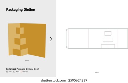 Angled displayed stand for products dieline