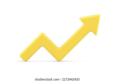 Angled Dynamic Arrow Increase And Recession Part Upward Pointer Progress Growth Yellow Realistic 3d Icon Vector Illustration. Abstract Graph Success Positive Trend Business Achievement Growth Analysis