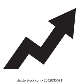 Angled dynamic arrow increase and recession part upward pointer progress growth icon vector illustration. Abstract graph success positive trend business achievement growth analysis