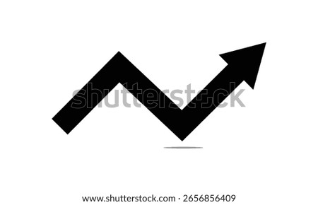 Angled dynamic arrow increase and recession part upward pointer progress growth yellow realistic 3d icon vector illustration. Abstract graph success positive trend business . EPS 10 . 