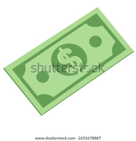 Angled green dollar bill showing perspective motion.