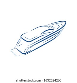 Angled Image Of Modern Yacht Drawing, Vector