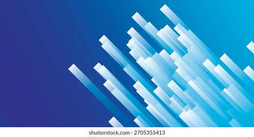 Angled light beams in shades of blue create a dynamic abstract design. The beams have a gradient effect.