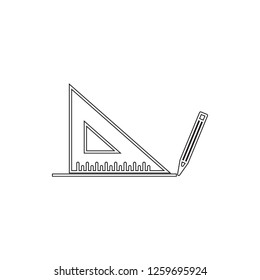 angled line with pencil icon. Element of measuring elements for mobile concept and web apps icon. Thin line icon for website design and development, app development
