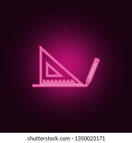angled line with pencil icon. Elements of measuring elements in neon style icons. Simple icon for websites, web design, mobile app, info graphics
