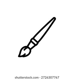 Vector de icono de pincel en ángulo, herramienta de arte de contorno negro, símbolo de suministro de dibujo, elemento de diseño creativo para interfaz