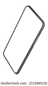 Angled phone template. Realistic white screen mockup