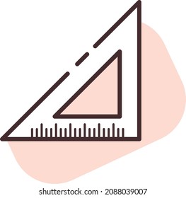 Angled ruler, illustration, vector, on a white background.