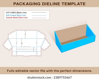 Angled side box with header slots box dieline template Editable Vector File.