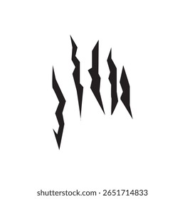  angled stretch marks. Diagonal claw streaks with sharp edges, intense and fierce.