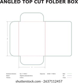 Angled top cut folder box template design die-cut packaging