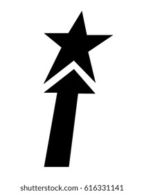 An angled vector star with upwards pointing arrow