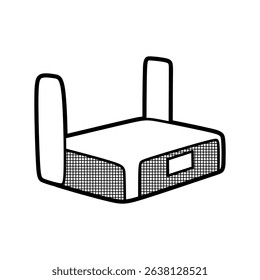 angled wifi router icon with two big antennas