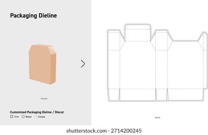Faltbare Faltschachtel mit abgewinkeltem Oberteil Dieline