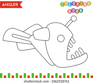 Angler coloring book page outline for kids