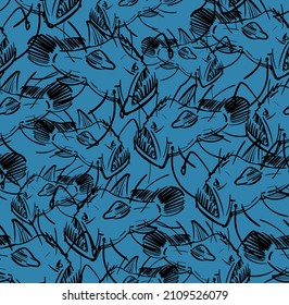 Angler Deep sea fish pattern seamless. Deep-sea fish background