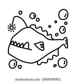 angler fish of beach doodle illustration