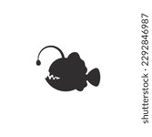 Angler fish black silhouette vector on a white background