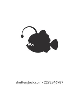 Angler fish black silhouette vector on a white background