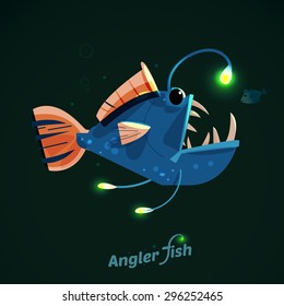 angler fish. character design - vector illustration