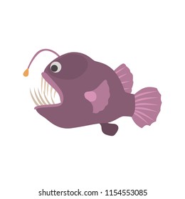 Angler fish color vector icon. Flat design
