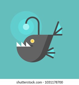 angler fish icon, flat design, trap concept
