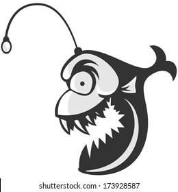 Angler fish isolated on white background.