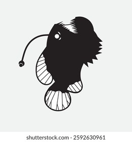 angler fish logo isolated flat style illustration