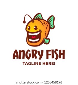Angler fish logo template in cartoon style