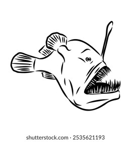 Angler fish, Lophiiformes, ilustração vetorial. Desenho