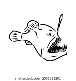 Angler fish, Lophiiformes, ilustração vetorial. Desenho