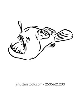 Angler fish, Lophiiformes, ilustração vetorial. Desenho