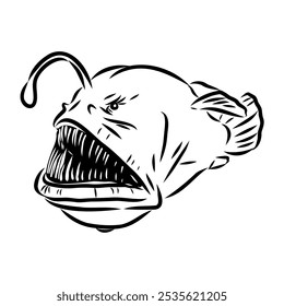 Angler fish, Lophiiformes, ilustração vetorial. Desenho