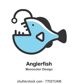 Angler fish Mono-color vector illustration