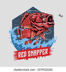 ANGLER FISH RED SNAPPER ARTWORK VECTOR