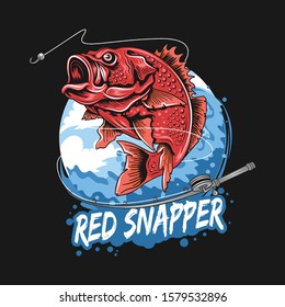 ANGLER FISH RED SNAPPER FISHERMAN ARTWORK VECTOR