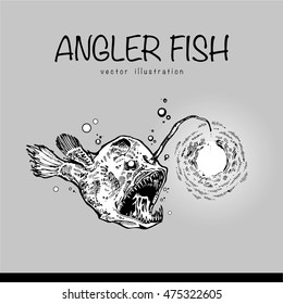 Angler fish under the sea vector illustration
