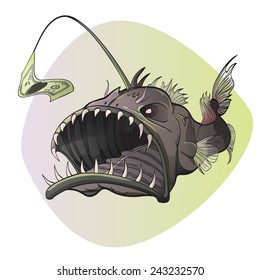 Angler fish with an US dollar as a bait