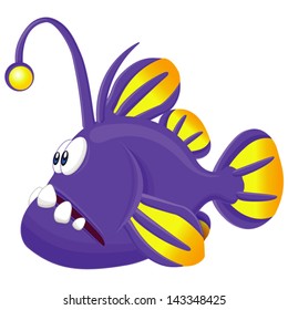 Angler fish Vector Cartoon Animal violet purple