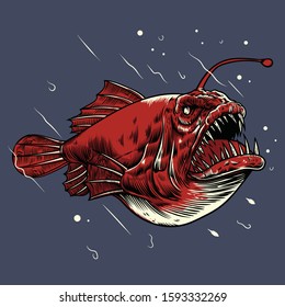 Angler Fish Vector Illustration Logo