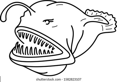Angler fish. Vector outline icon.