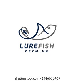 Angler fishing icon illustration Lure fish hook logo design