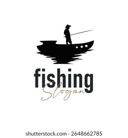 Angler logotipo de pesca, Simples pesca ao ar livre Homem Silhueta Modelo Design