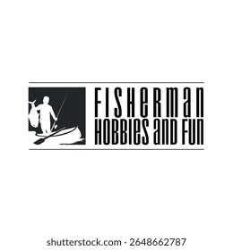 Angler logotipo de pesca, Simples pesca ao ar livre Homem Silhueta Modelo Design
