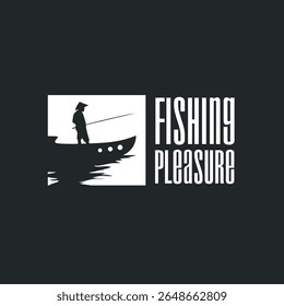 Angler logotipo de pesca, Simples pesca ao ar livre Homem Silhueta Modelo Design