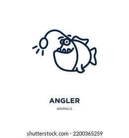 angler icon from animals collection. Thin linear angler, catch, tackle outline icon isolated on white background. Line vector angler sign, symbol for web and mobile