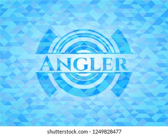 Angler light blue emblem with triangle mosaic background